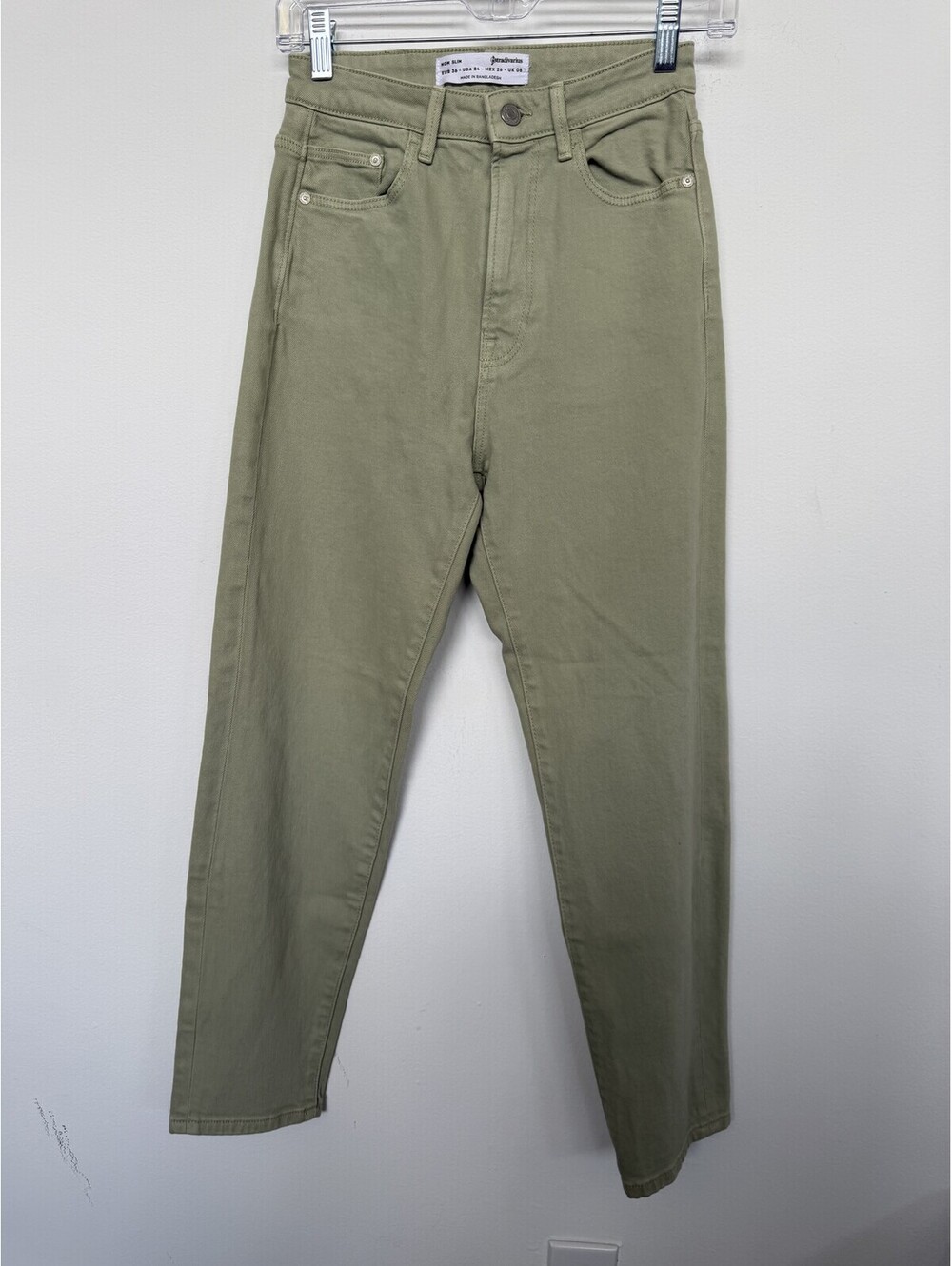 stradivarius Olive Green High-Waist Jeans